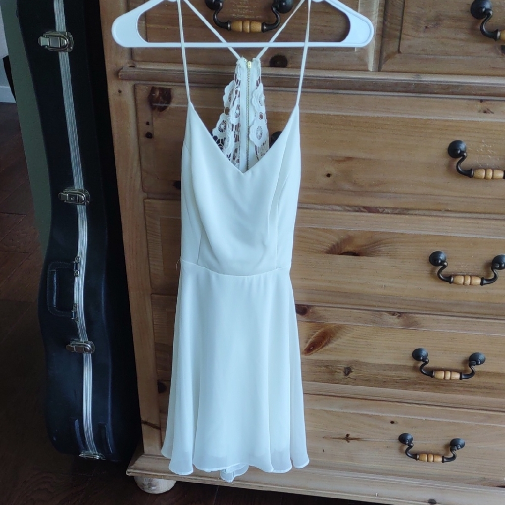 City Triangles Cream Sleeveless Halter Sundress